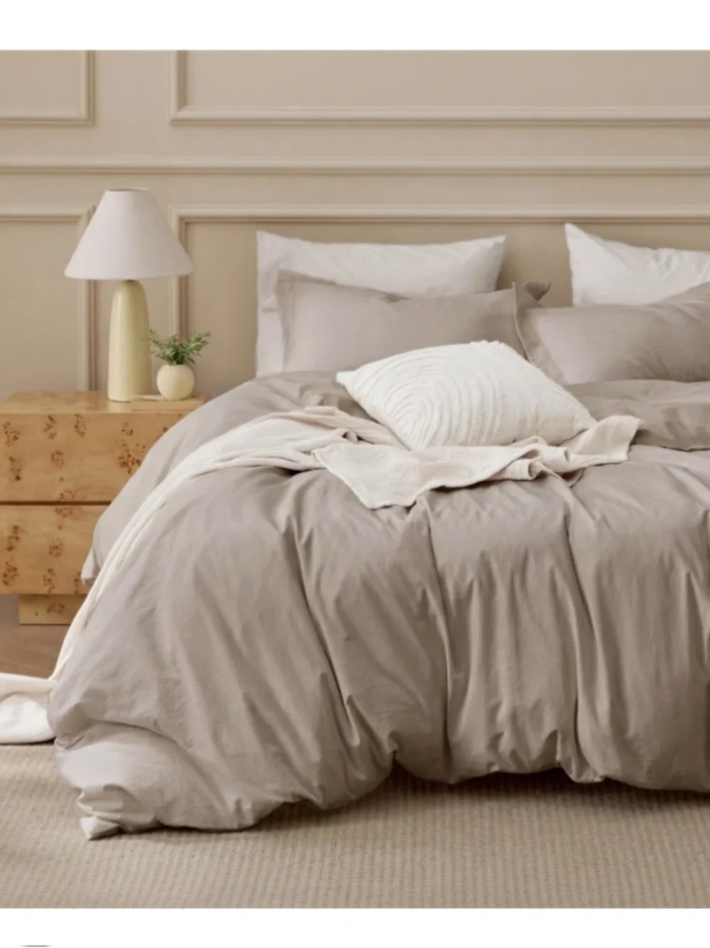 TWIN SIZE Duvet 2Pc Set 100% Washed Cotton - TAN